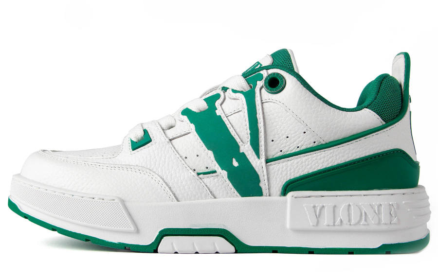 VLONE Slip Resistant And Breathable Low top Skateboard Shoes Unisex White Green