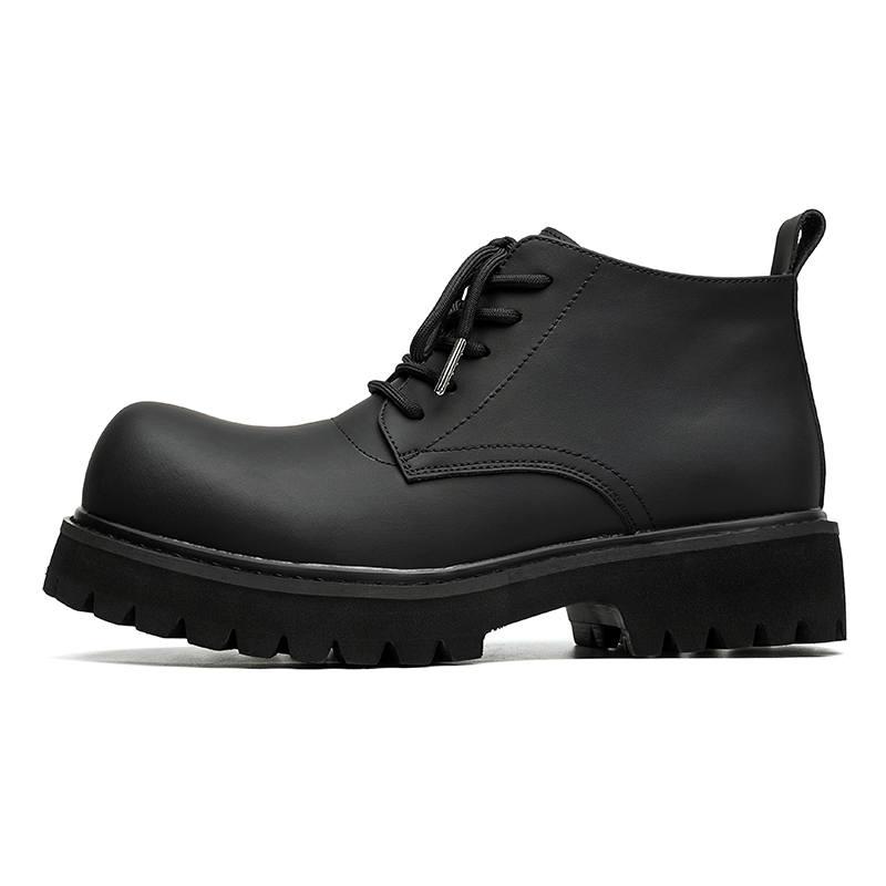 CHILANG CHILANG Combat Boots Comfortable Hidden Wedge Short Unisex