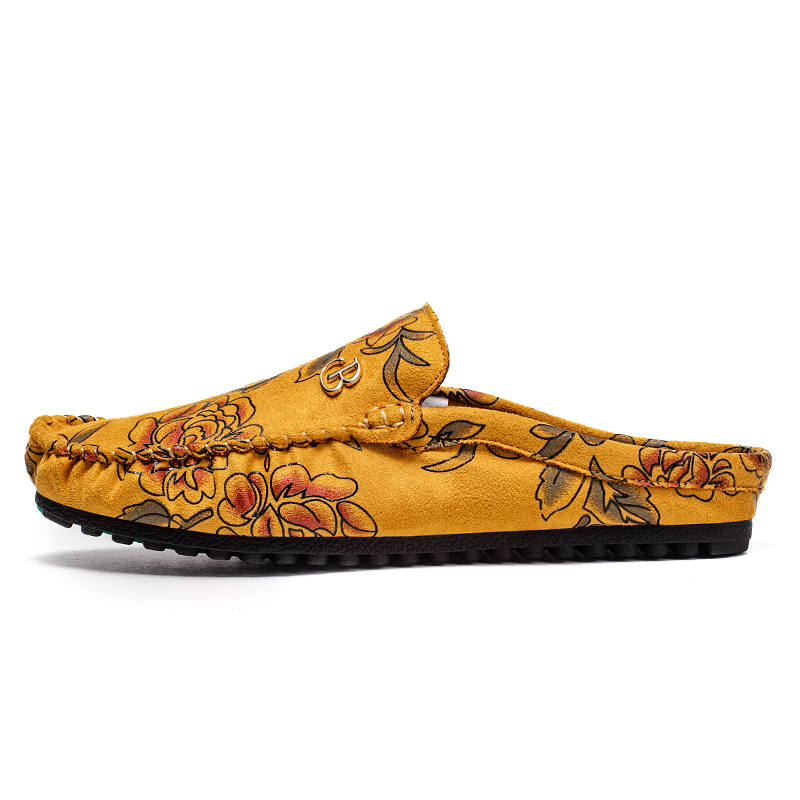YINGLUNQISHI Closed Toe Slippers Men's Earth Yellow