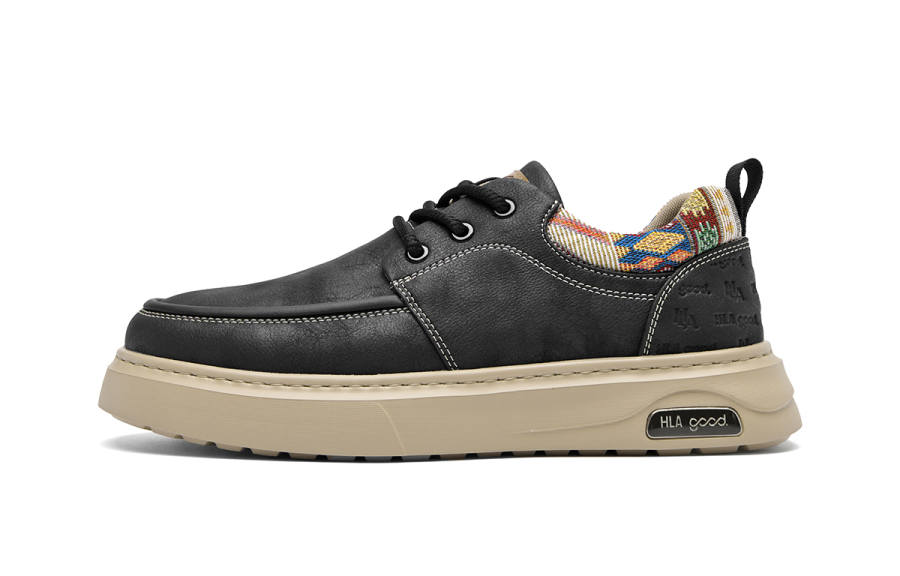 HLA Men's Casual Shoes Men's Low Top Black/Khaki