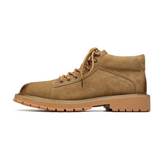 PINYI Cow Suede Combat Boots Men's Yellow