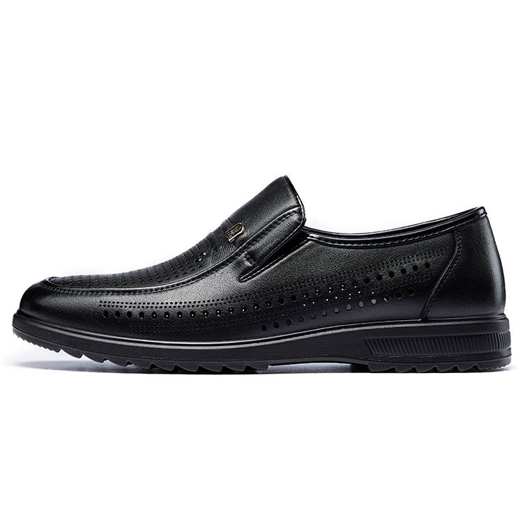 LAORENTOU Top Grain Cow Leather Casual Shoes Men's Black