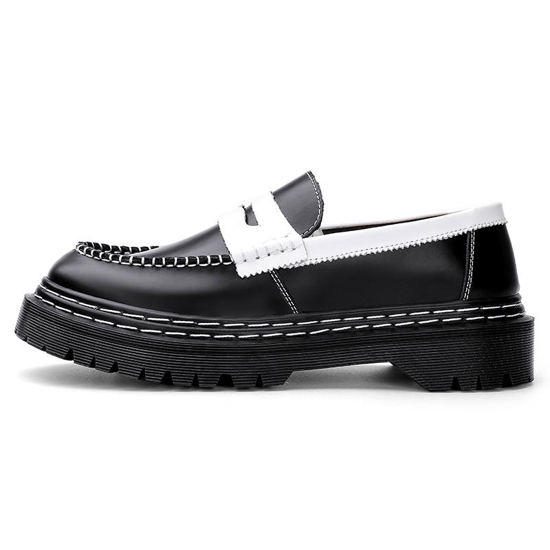 VAEL Cow Leather Abrasion Resistant Breathable Height Increasing Low top Casual Shoes Unisex Black