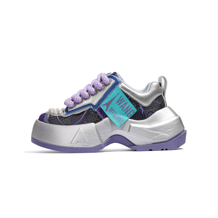 WANG&My&love Cow Split Leather Lightweight Height Increasing Hot Girl Breathable Sports Trendy Chunky Sneakers Women's