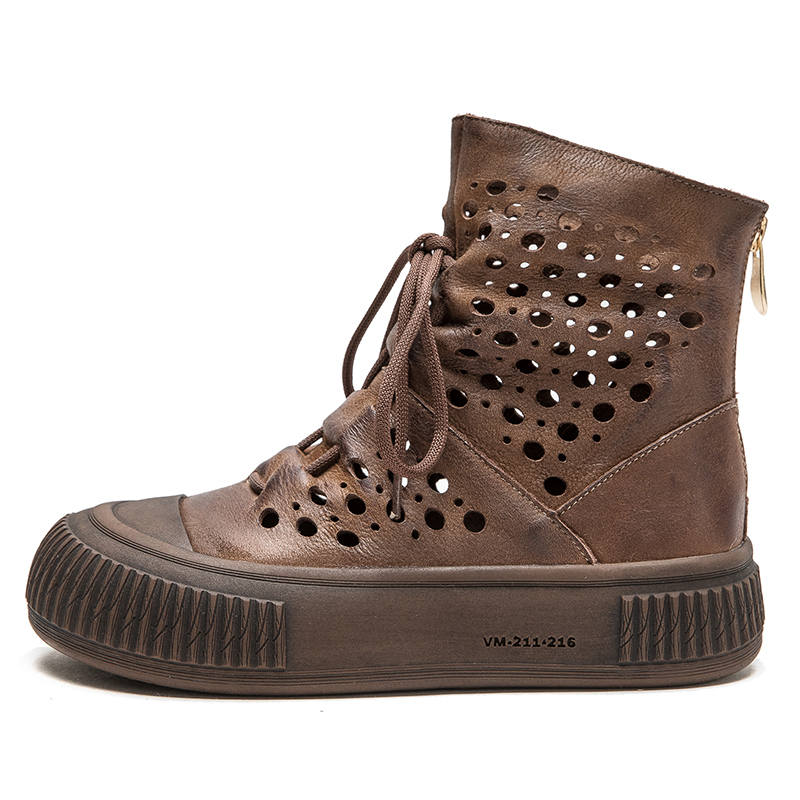 JIEZHOU Top Grain Cow Leather Ankle Boots 4cm Women's