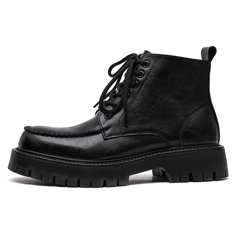 CHILANG CHILANG Microfiber Leather Combat Boots Men's Black