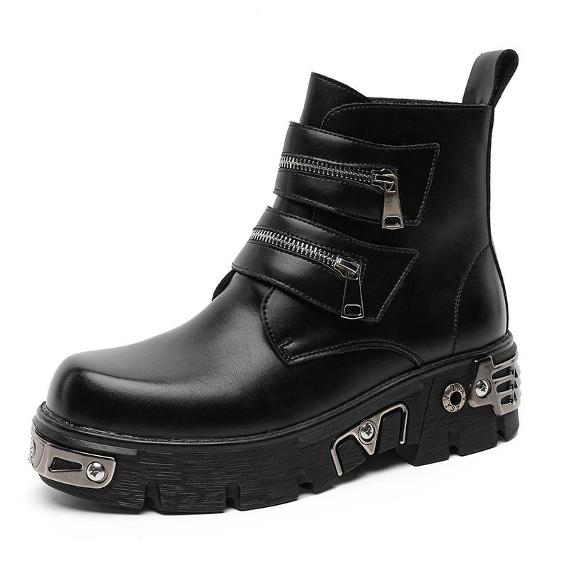 SOBB SOBB Microfiber Leather Short Combat Boots Men's Black