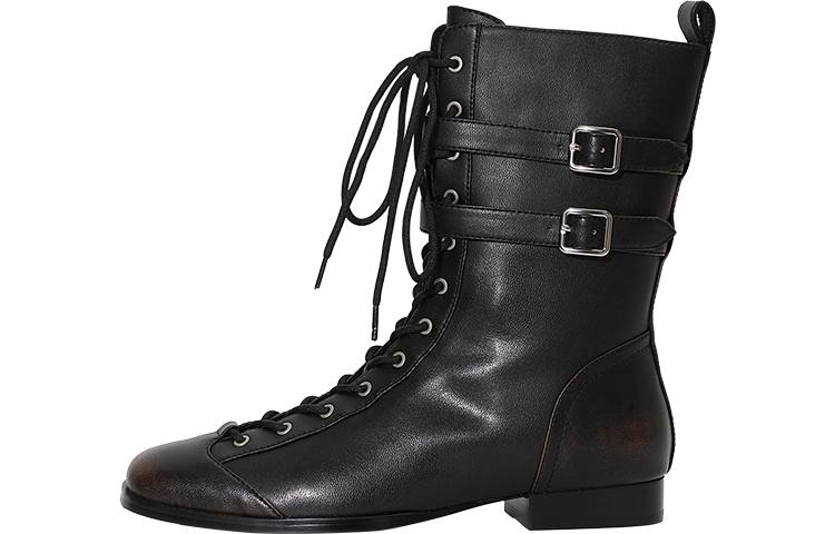 URBAN REVIVO Synthetic Leather Ankle Boots 2cm Women's Dark Coffee Brown