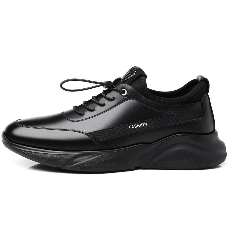 POPULAR ROUSE PR Cow Split Leather Low top Casual Shoes Men's Black