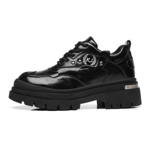 KJ Casual Leather Shoes Men's Low Top Black