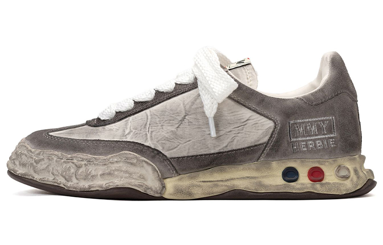 MIHARA YASUHIRO Leather Stylish Skateboarding Shoes Unisex Gray Distressed