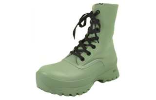 CROQUIS Cow Split Leather Short Combat Boots Men's Green