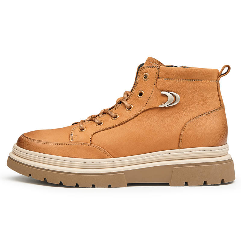 GOG Top Grain Cow Leather Ankle Length Combat Boots 3.5cm Men's