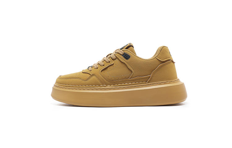 FACKRAM Microfiber Leather Coverage Slip Resistant And Abrasion Resistant Low top Skateboard Shoes Unisex Yellow