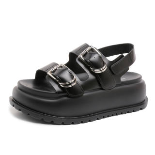 AJPAP Pu One Strap Sandals Women's Black