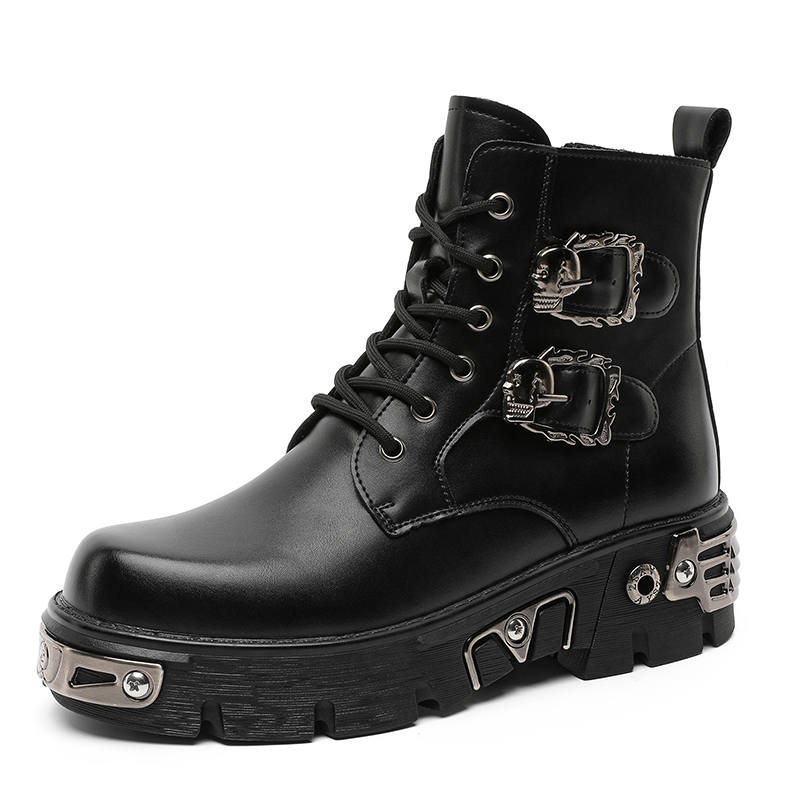 SOBB SOBB Microfiber Leather Short Combat Boots Men's Black
