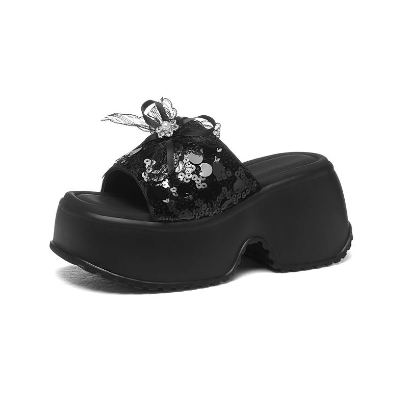 JINSITU Sequins Slip Resistant Abrasion Resistant Quick Dry Slide Slippers Women's