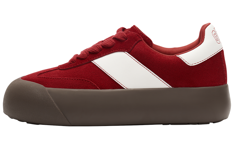 GOOD BAI DUM Pompompurin Platform Casual Shoes Cow Split Leather Low top Skateboard Shoes 4.3cm Unisex Crimson