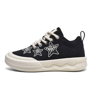 GUZHIDI GZJD Starry Sky, Niche Classic Original, Star Dot Embroidered Cord Puffy Shoes Canvas