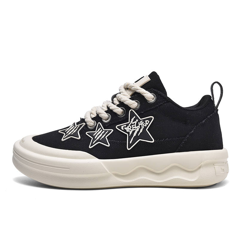 GUZHIDI GZJD Starry Sky, Niche Classic Original, Star Dot Embroidered Cord Puffy Shoes Canvas