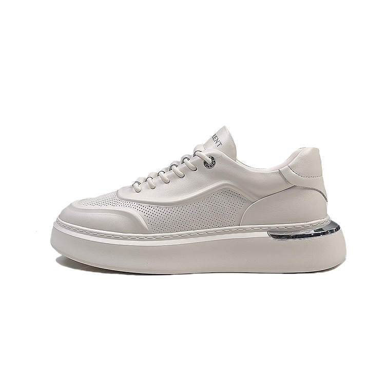 SENJIALUO Top Grain Cow Leather Low top Casual Shoes Men's White