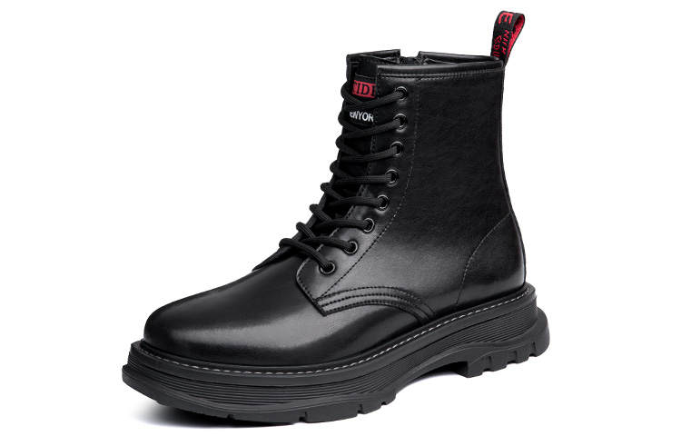 SULEGAO SULEGAO Cow Split Leather Crew Combat Boots Men's Black