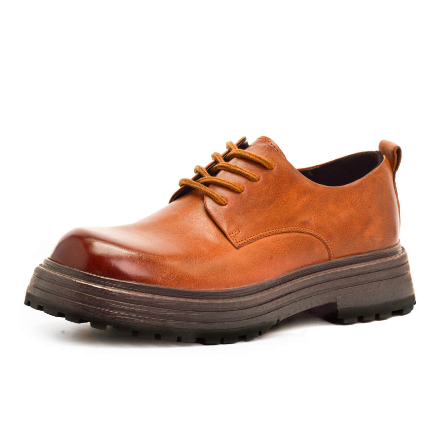 BULLKVIE Cow Leather Casual Shoes Men's Yellow Brown