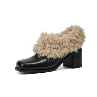 Ruby L Cow Split Leather Chunky Heel High Heels 6CM Women's