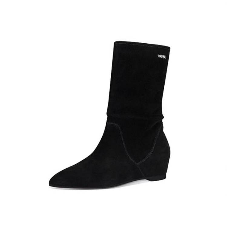 JESSICA SOPHIA Cow Suede Ankle Boots 4cm Women's Black