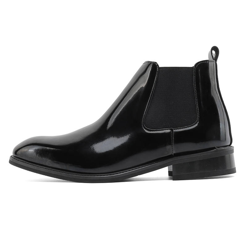 ZHENRAN ZHENRAN Cow Split Leather Short Chelsea Boots Men's Black