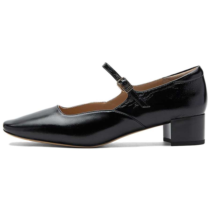 NINE WEST Sheepskin Chunky Heel Mary Jane Shoes 4cm Women's