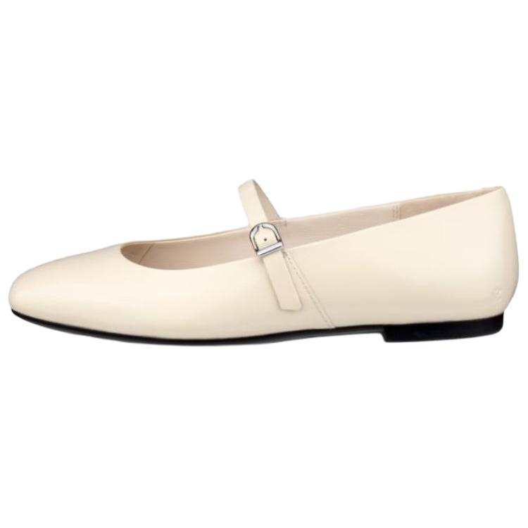 Ecco Margot Patent Leather Flat Mary Jane Shoes Women's Beige
