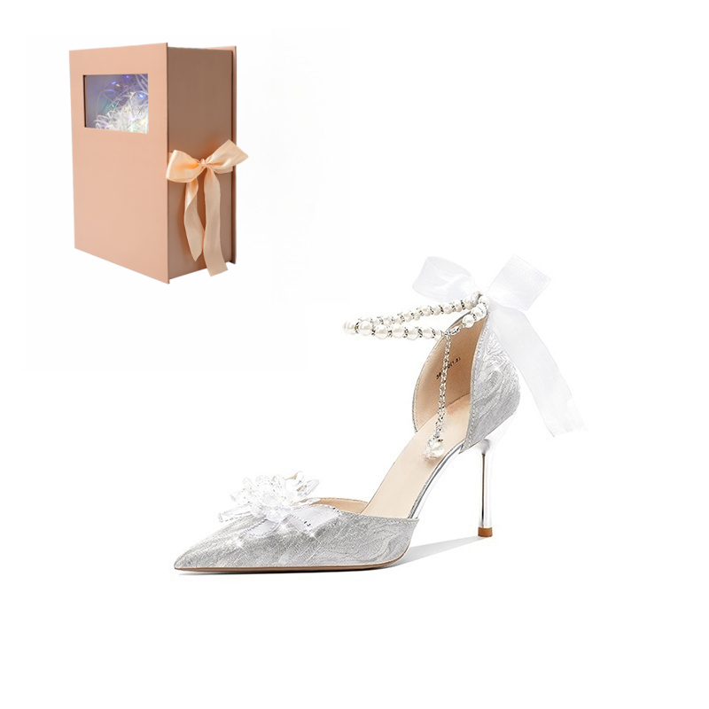 ANGEL BOY Slim Heel High Heels Women's Moon Silver