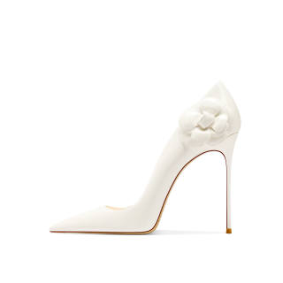 YUTIANAI Patent Leather Slim Heel High Heels Women's White