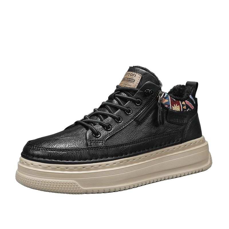 YEARCON Men's Winter Thermal Fleece Lined Sports Casual Shoes For Commute, Thin Cotton, Trendy 2025 Style Mid top