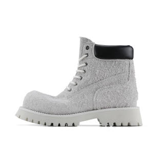 HANQIAORIJI Heavyweight Collection Top Grain Cow Leather Short Combat Boots Unisex Snowflake White