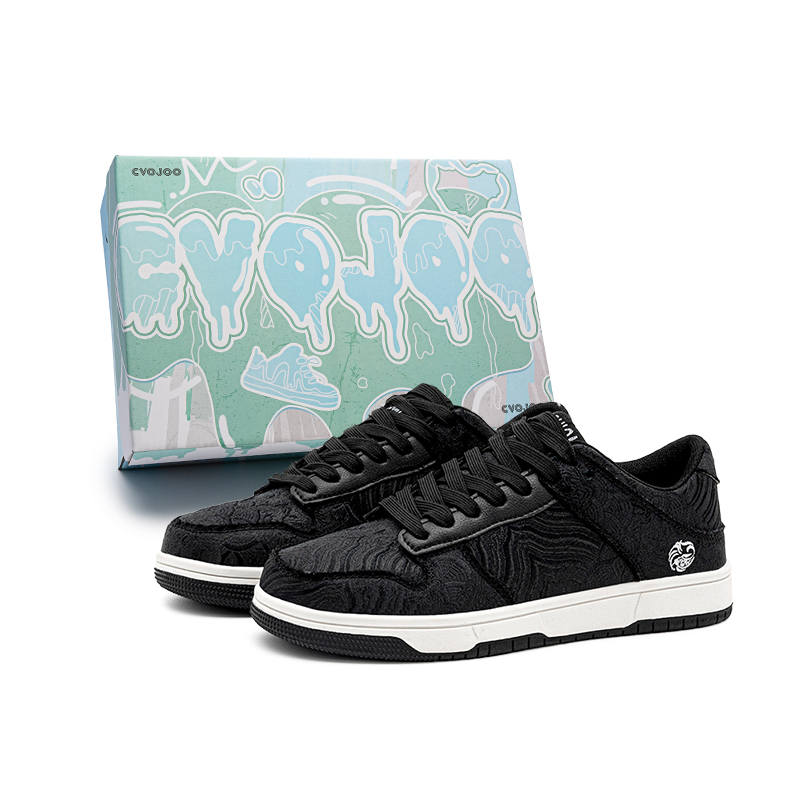 CVOJOO Low top Skateboard Shoes Unisex Black