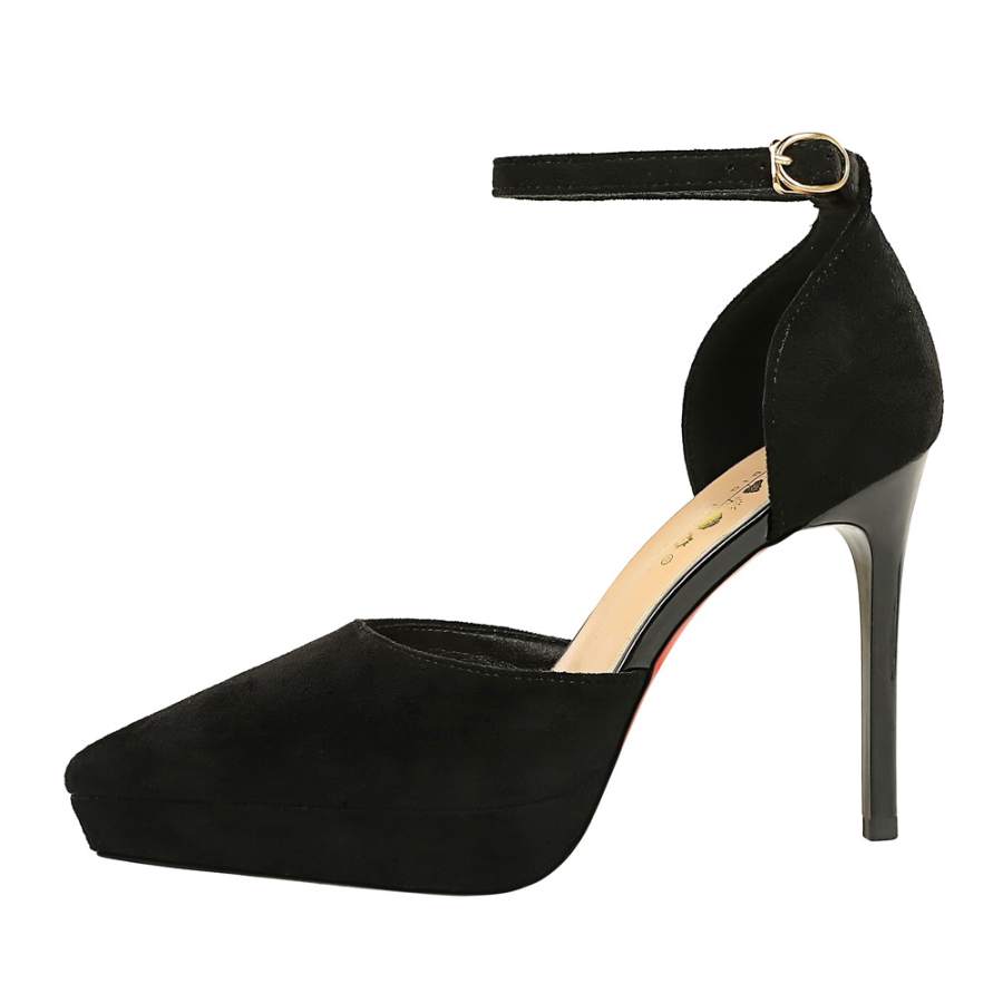 QITUMAUL Suede Slim Heel High Heels Women's