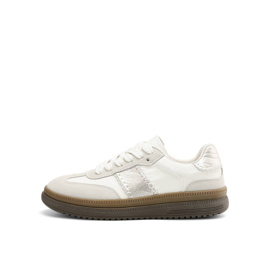 BOERDIQI Lightweight Low top Casual Shoes Women's Beige Silver