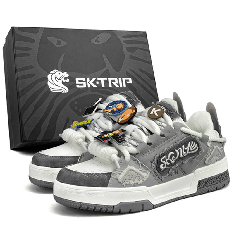 SK.TRIP Coverage Abrasion Resistant Lightweight Height Increasing Low top Skateboard Shoes Unisex Box