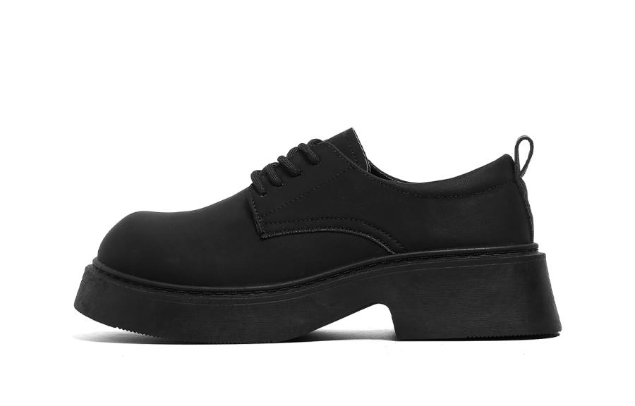 FOREVER 21 Derby Shoes Casual Leather Shoes Men's Matte Black
