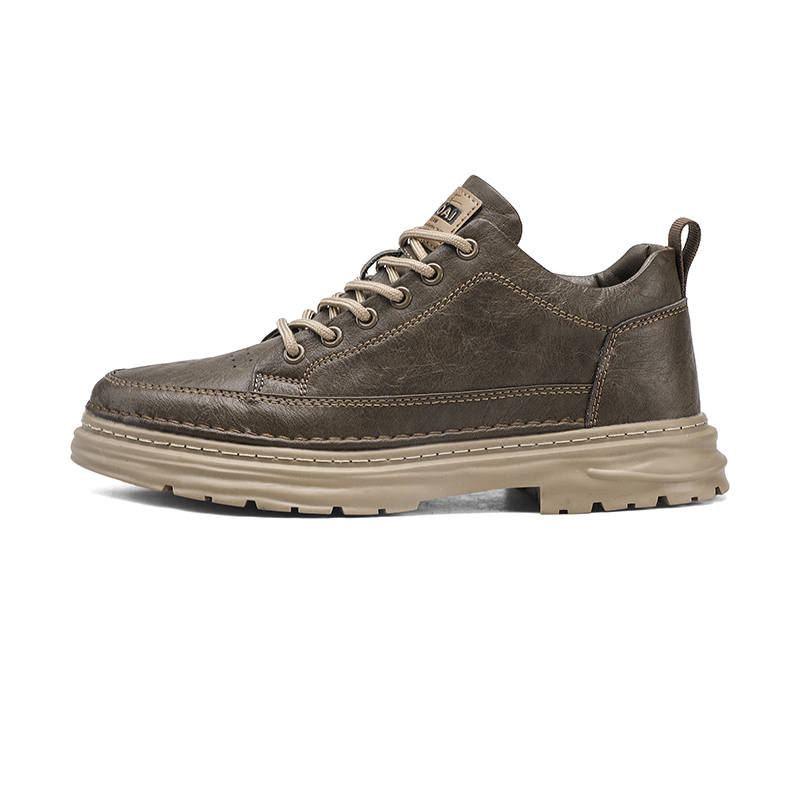 YINGLUNQISHI Cow Split Leather Casual Shoes Men's Brown