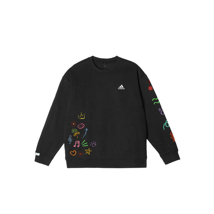 Adidas Adidas LABEL Sweatshirts Unisex Black Crew Neck Moderate