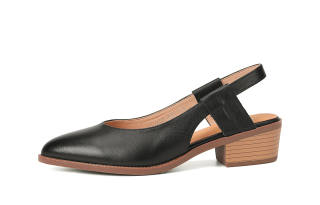VEDULLAR Top Grain Cow Leather Chunky Heel High Heels Women's