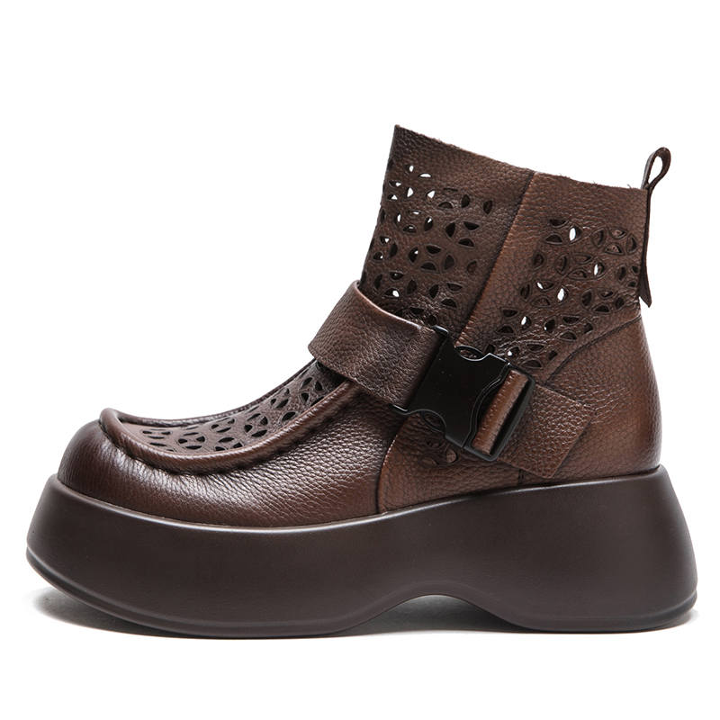 JIEZHOU Top Grain Cow Leather Fashion Trend Ankle Boots Women's