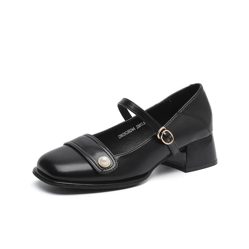 DUSTO PU Synthetic Leather Chunky Heel Mary Jane Shoes Women's