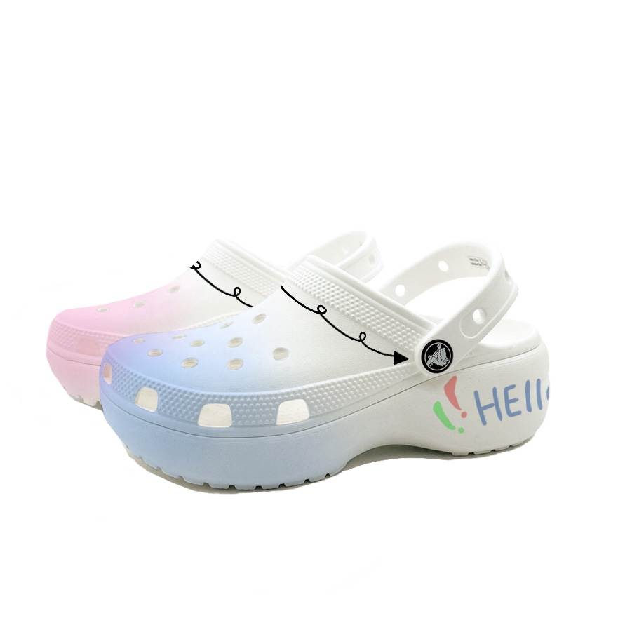 Crocs Crocs Classic Platform Clog Hello, Beach Girlish Campus Style EVA Versatile Clogs Unisex Blue Pink