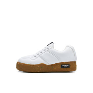 ARTICLE NO. 051X Microfiber Leather Low top Skateboard Shoes Unisex Caramel & White