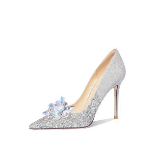 VVKI Slim Heel High Heels 6 10 Women's Silver