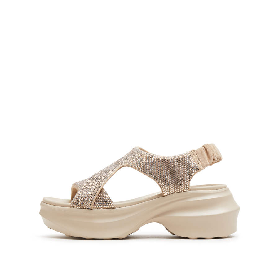 Staccato Icing Sugar Snow White Fabric One Strap Sandals Women's